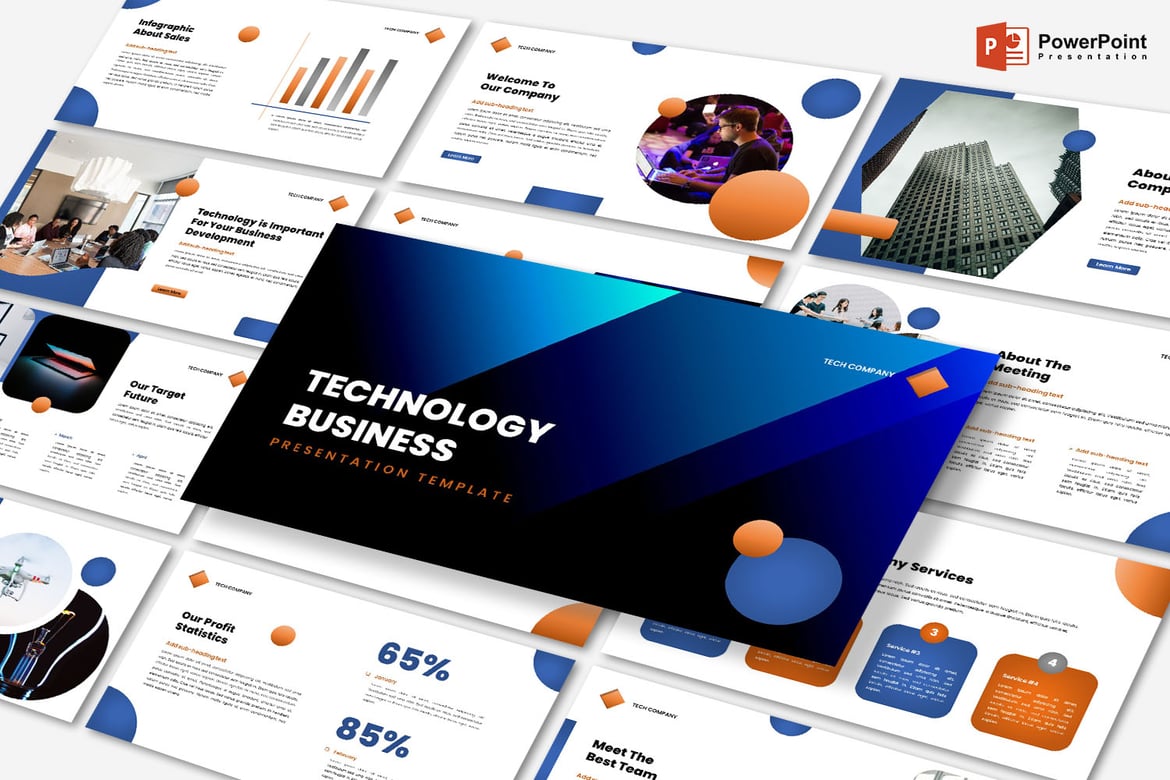 Template PowerPoint Bisnis Teknologi yang Menarik dan Profesional