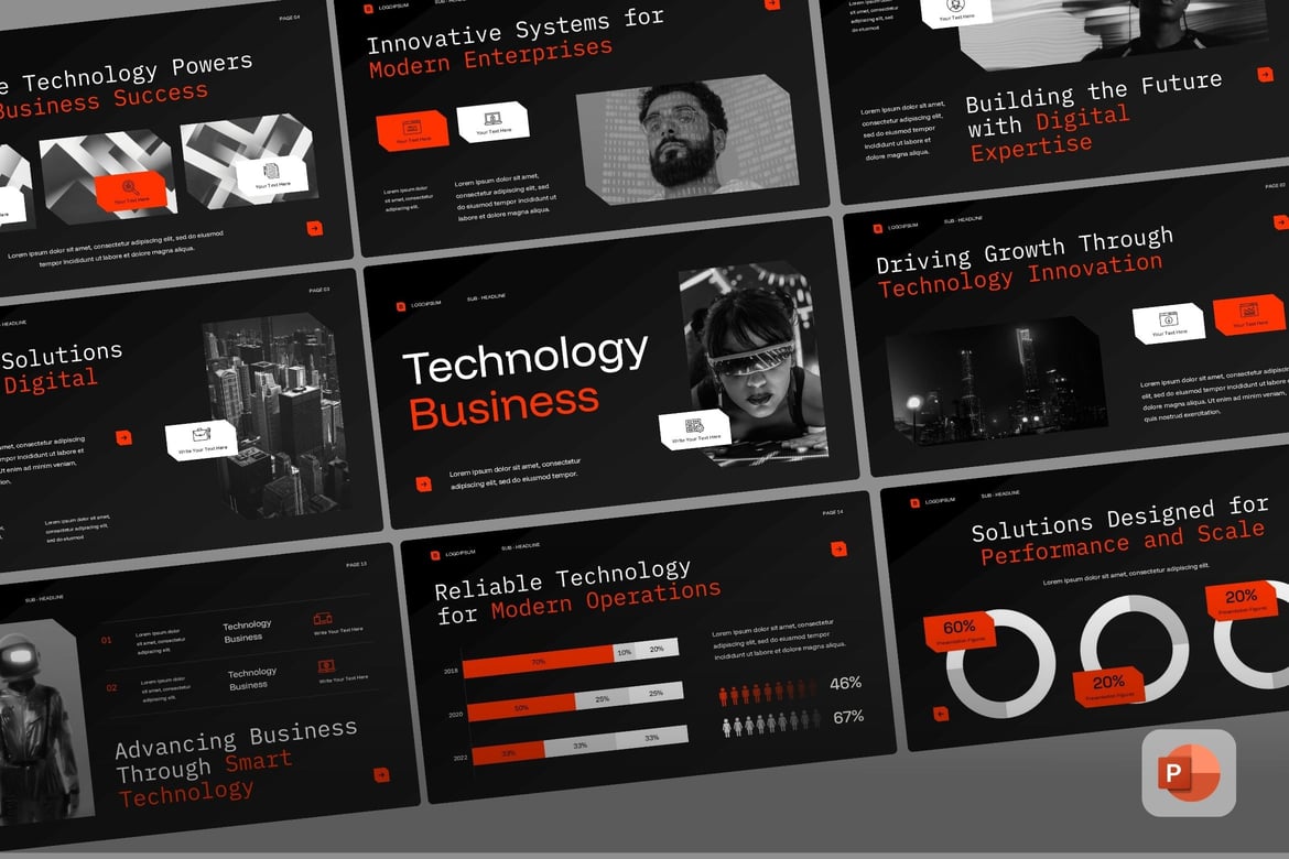 Template Presentasi Bisnis Teknologi - PowerPoint Profesional