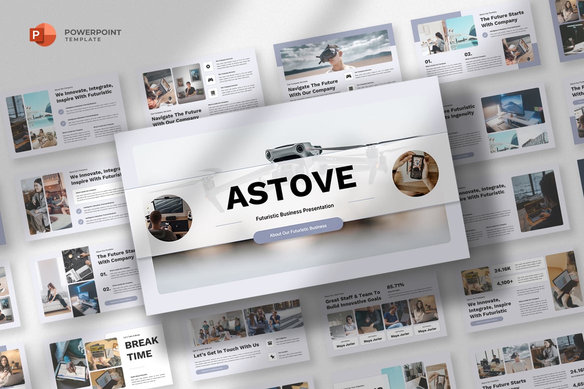 Template Powerpoint Perusahaan Teknologi Modern dan Futuristik