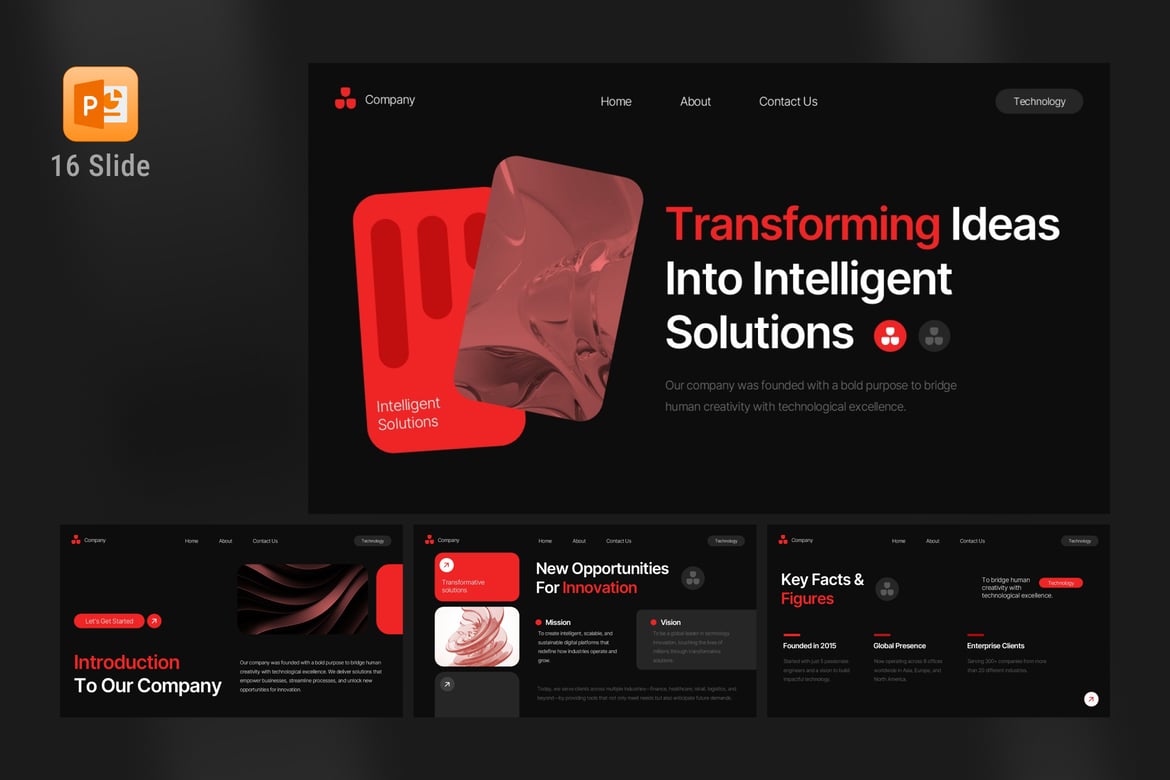 Template PowerPoint Profil Perusahaan Teknologi yang Modern dan Menarik