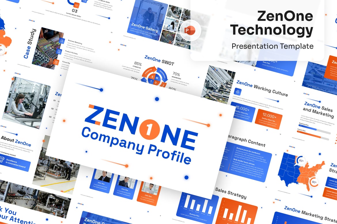 Template PowerPoint Profil Perusahaan Teknologi yang Menarik
