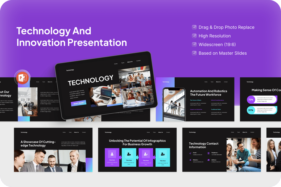 Template Presentasi PowerPoint Inovasi dan Teknologi yang Menarik