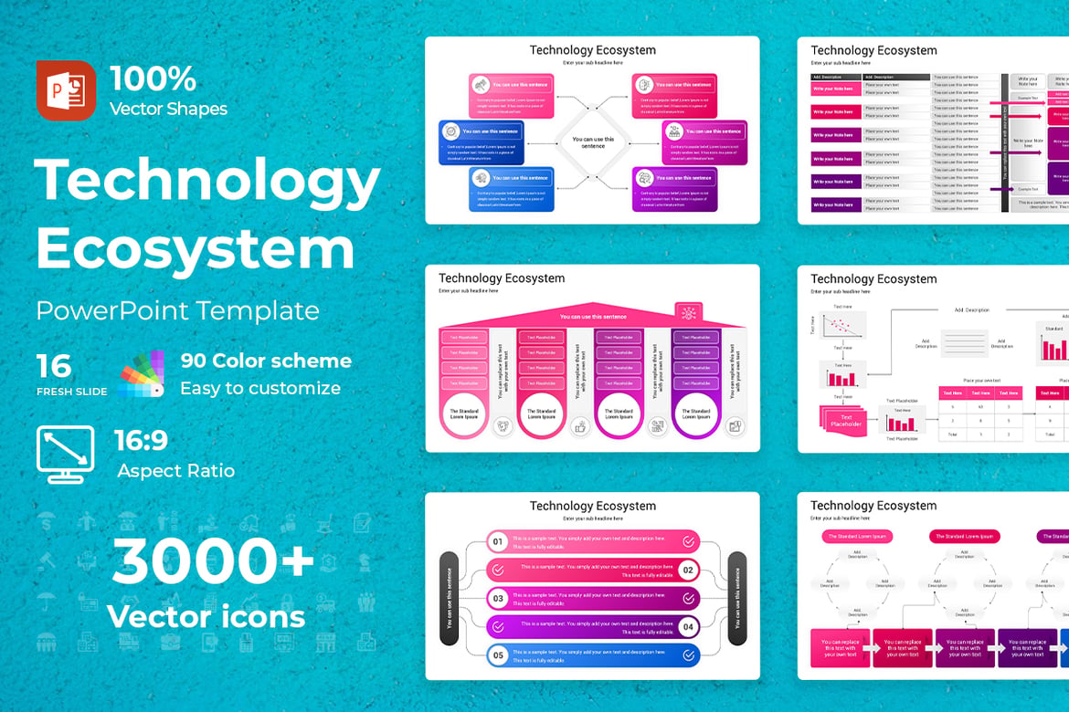 Template PowerPoint Ekosistem Teknologi yang Menarik