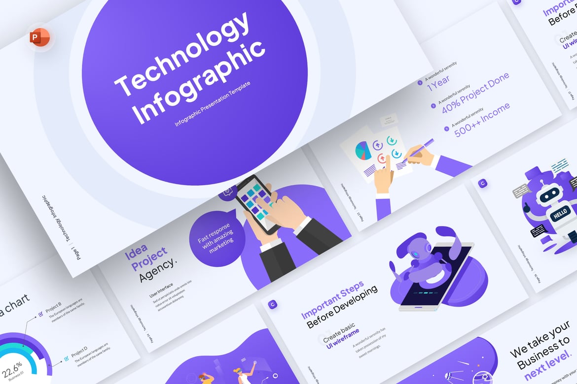 Template Presentasi Infografis Teknologi yang Menarik dan Profesional