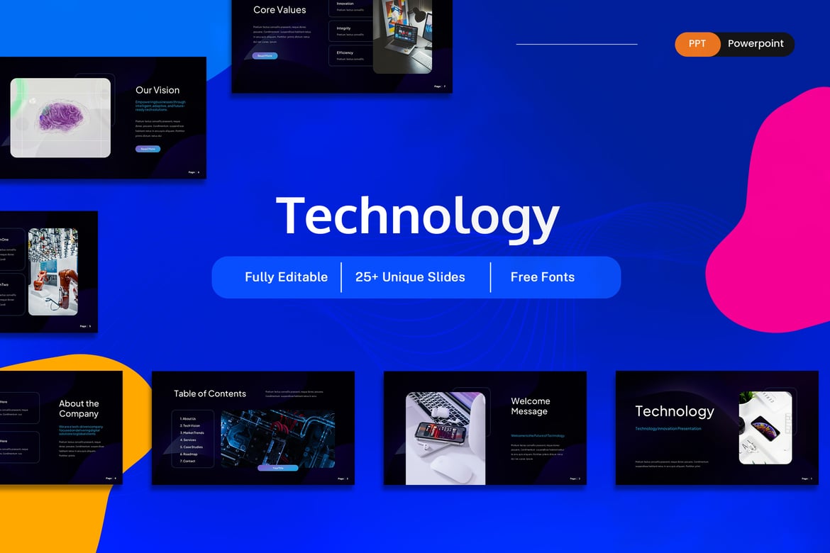 Template PowerPoint Teknologi yang Menarik dan Profesional