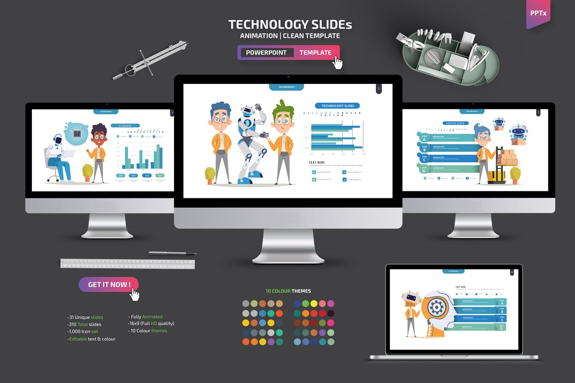 Template Powerpoint Presentasi Teknologi yang Menarik dan Profesional