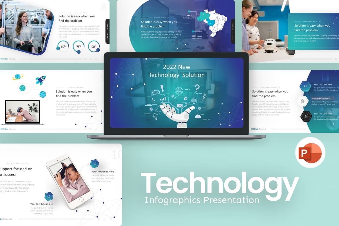Template PowerPoint Teknologi Modern untuk Presentasi Menarik