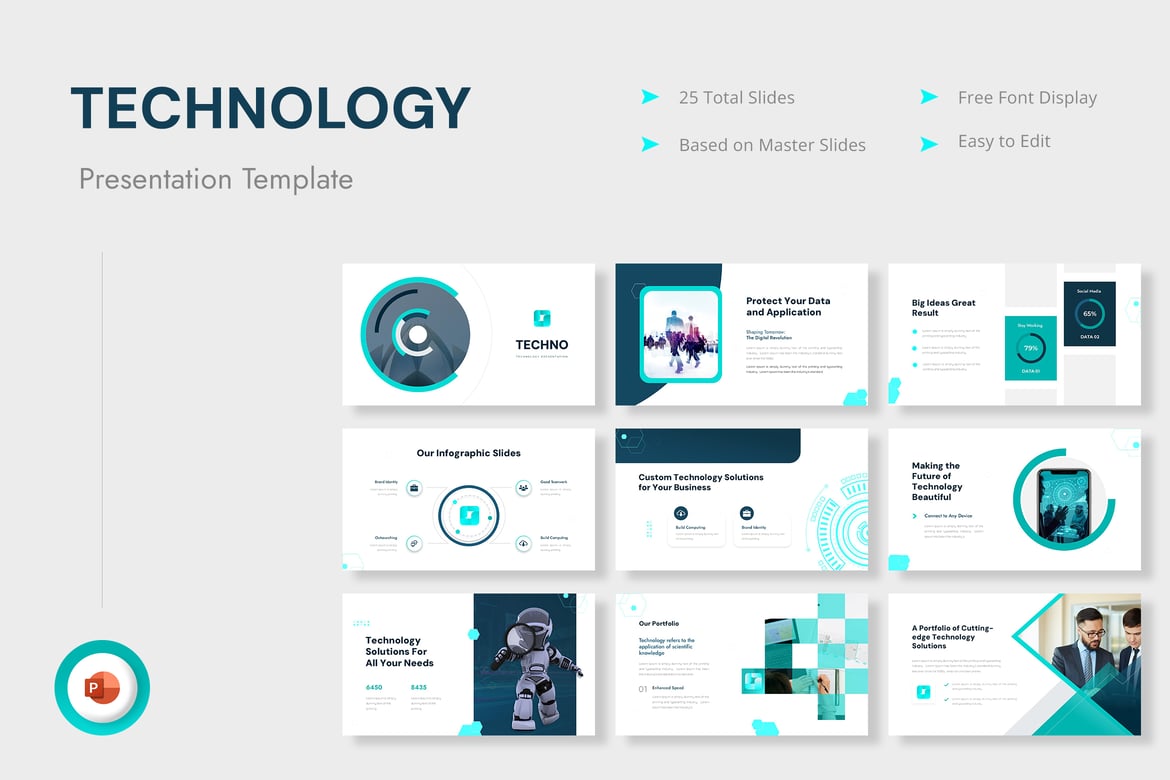 Template PowerPoint Presentasi Teknologi yang Menarik dan Efektif
