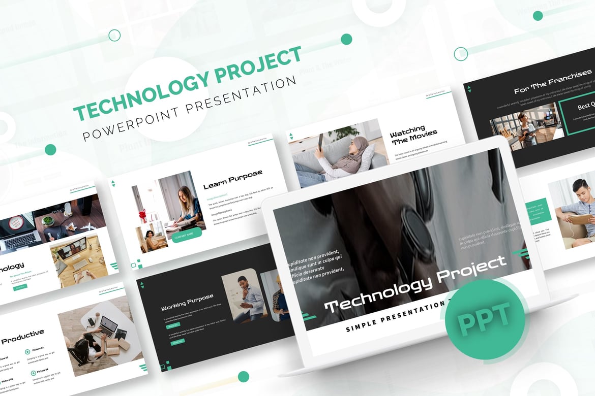 Template Presentasi PowerPoint Proyek Teknologi yang Menarik