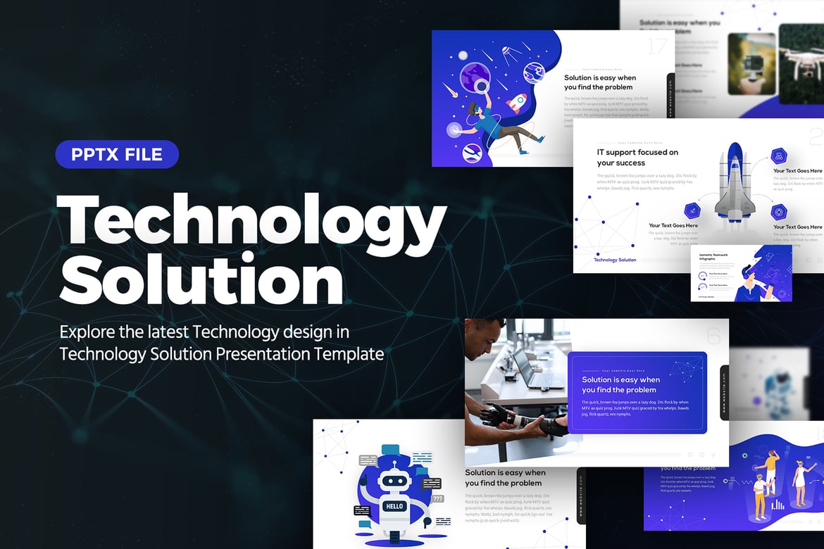 Template PowerPoint Solusi Teknologi yang Menarik dan Profesional