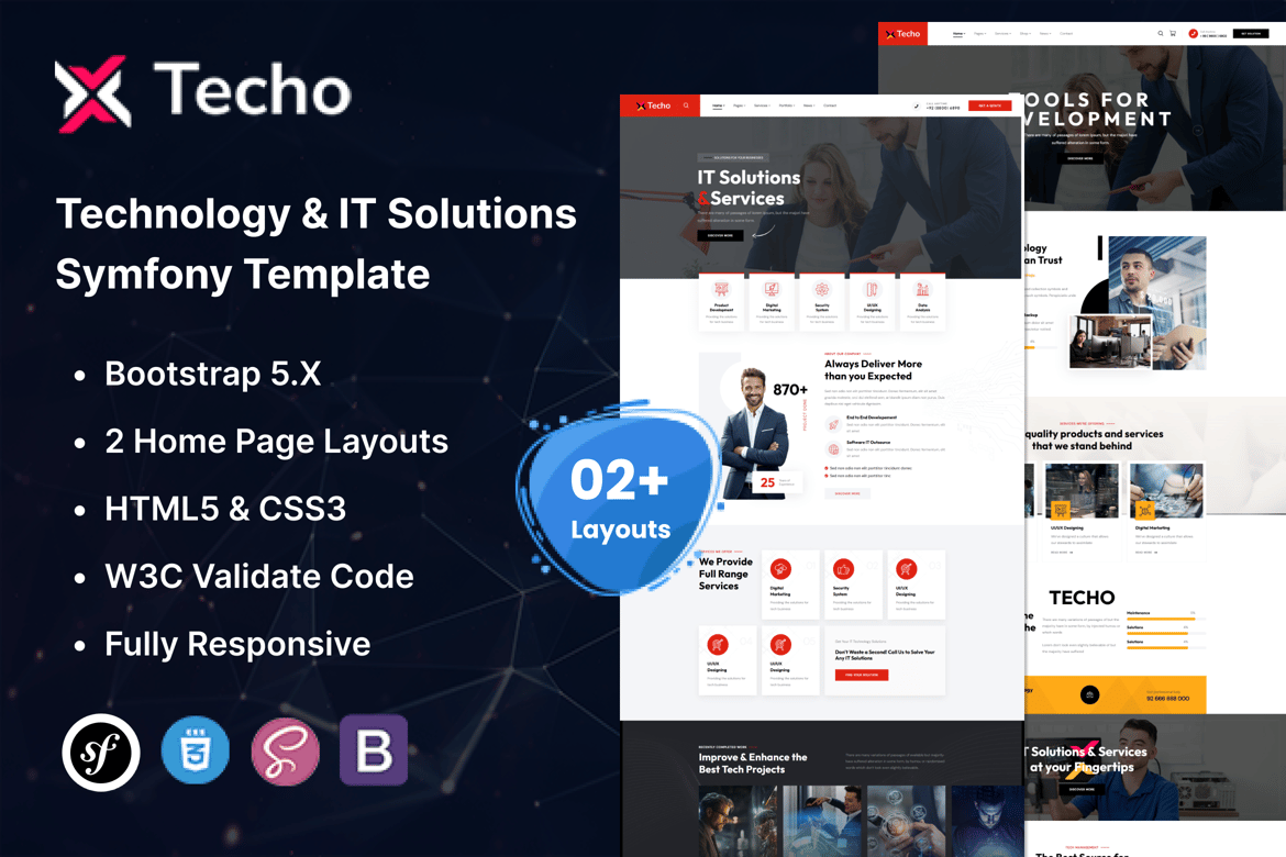 Techo - Template Website Symfony untuk Solusi IT dan Teknologi