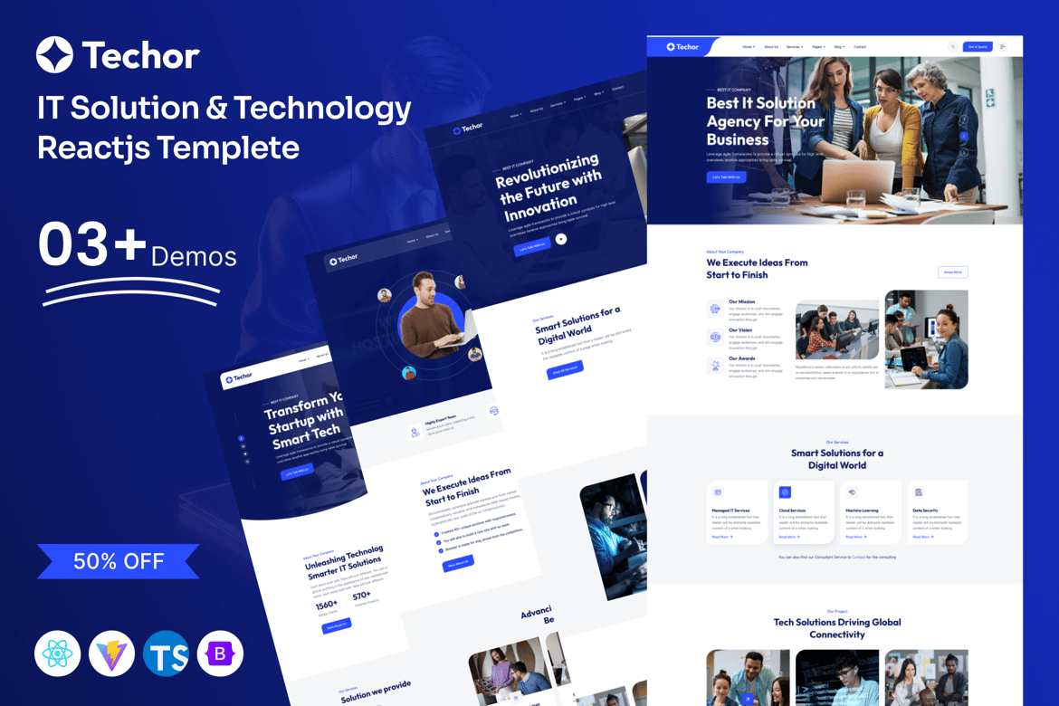 Template Website Techor - Solusi IT dan Teknologi dengan React JS