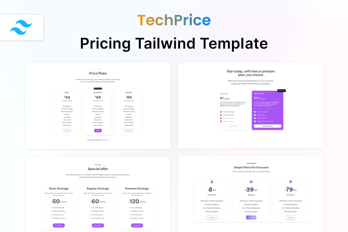 Techprice - Template Harga Tailwind HTML yang Menawan