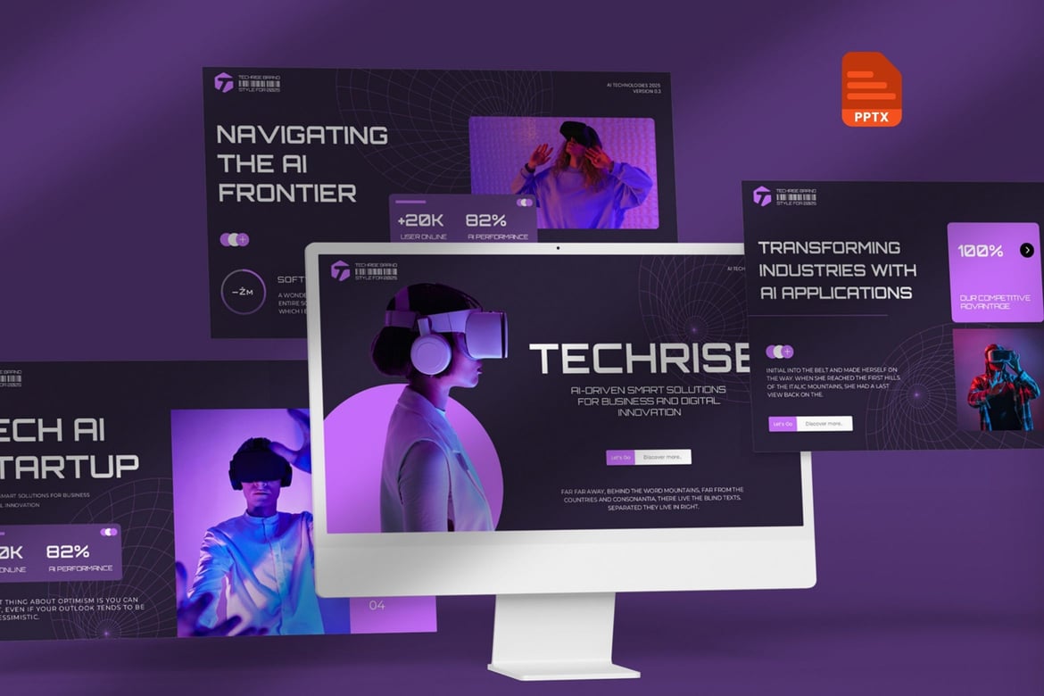 Template Presentasi PowerPoint AI Techrise yang Inovatif