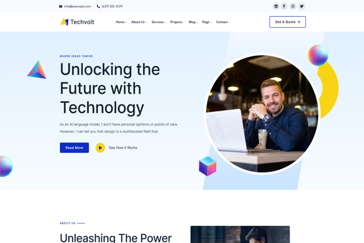 Techvolt – Template Website Layanan IT dan Teknologi yang Modern