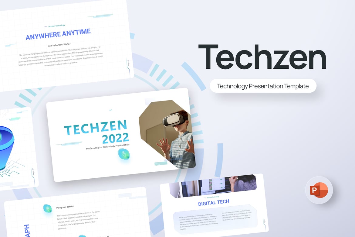 Template PowerPoint Teknologi Techzen yang Menarik dan Profesional