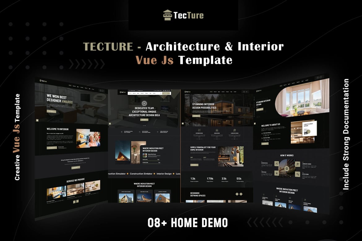 Tecture - Template Website Arsitektur & Interior Berbasis Vue JS