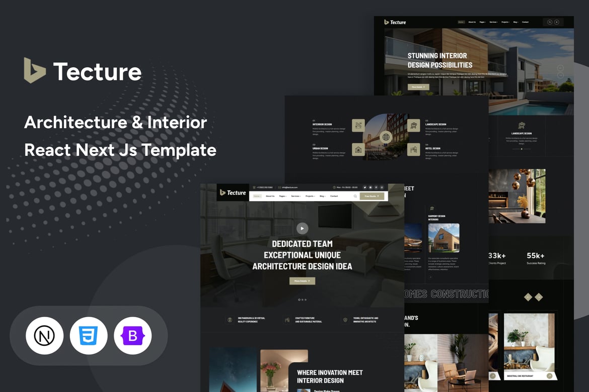Tecture - Template Website Arsitektur Modern dengan React Next Js