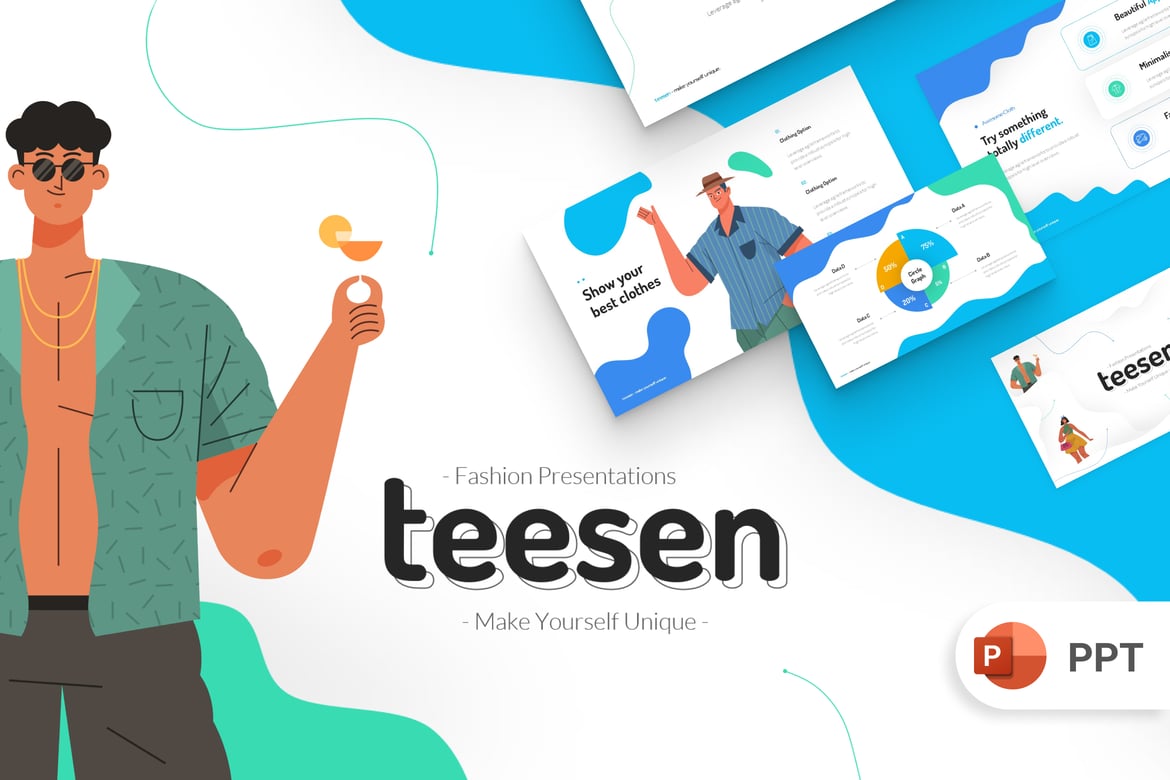 Template PowerPoint Fashion Teesen yang Elegan dan Profesional
