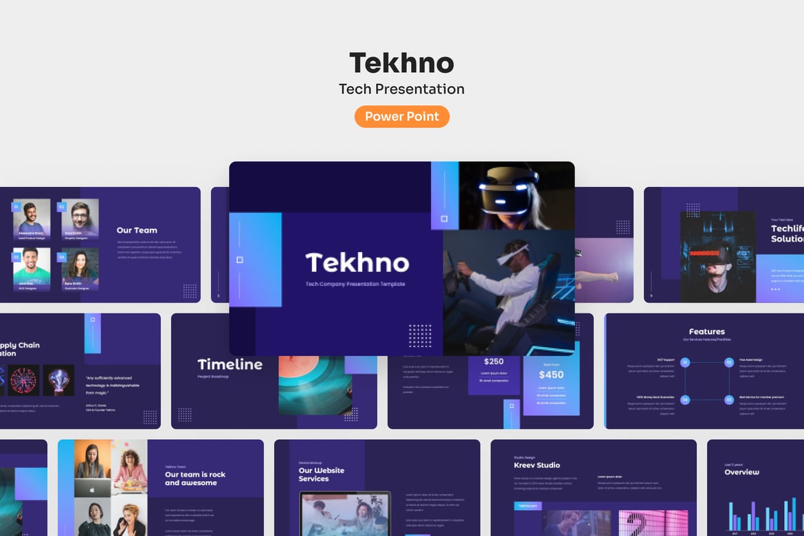 Template PowerPoint Tekhno - Solusi Presentasi Teknologi yang Menarik