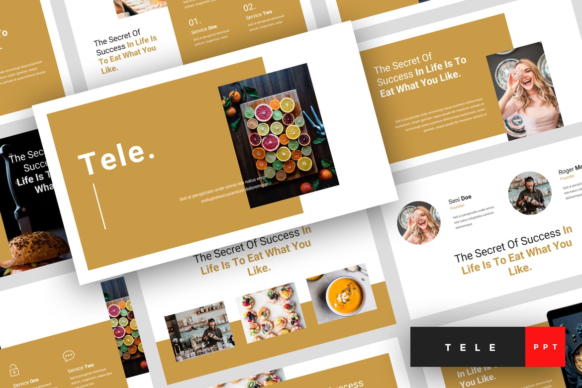 Template Presentasi PowerPoint Tele - Solusi Kreatif untuk Bisnis Makanan Anda