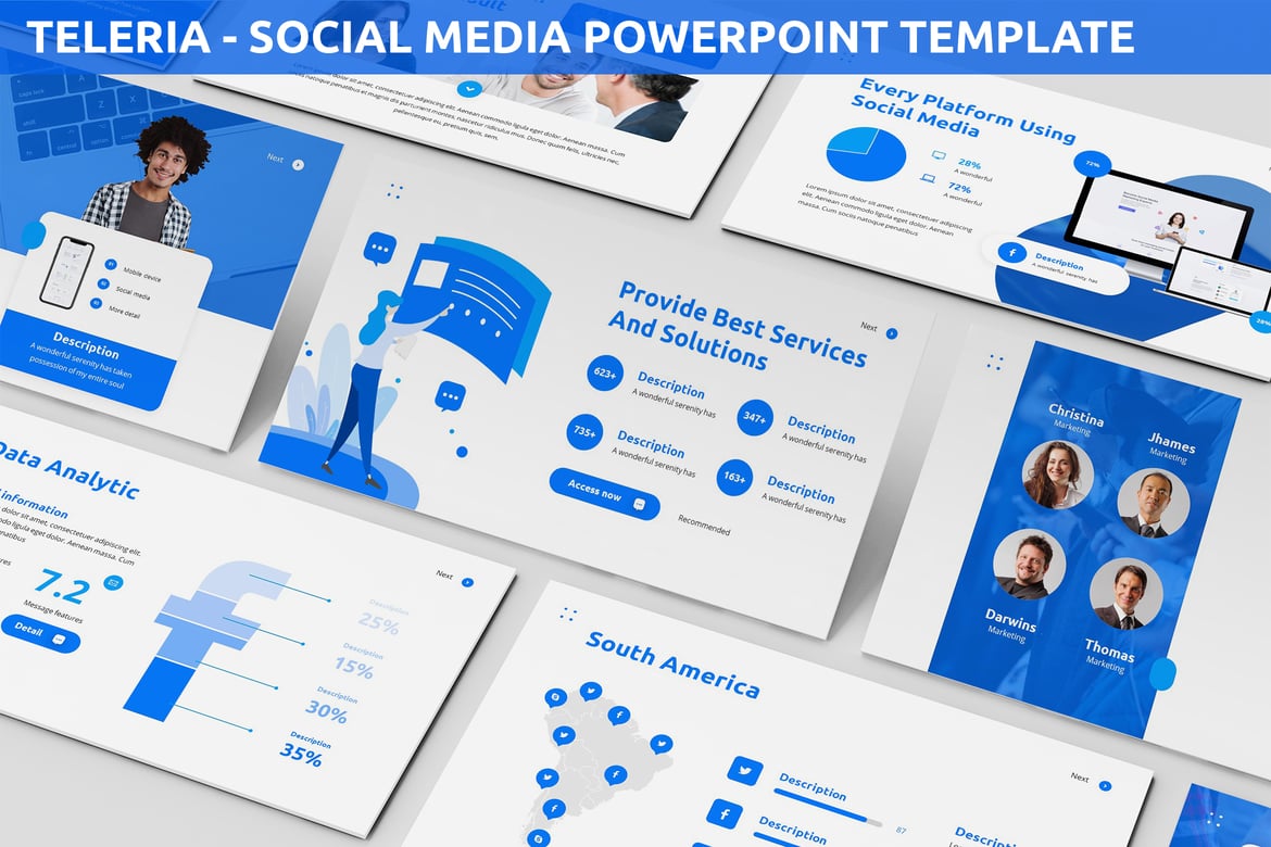 Teleria - Template Powerpoint Media Sosial yang Modern dan Menarik