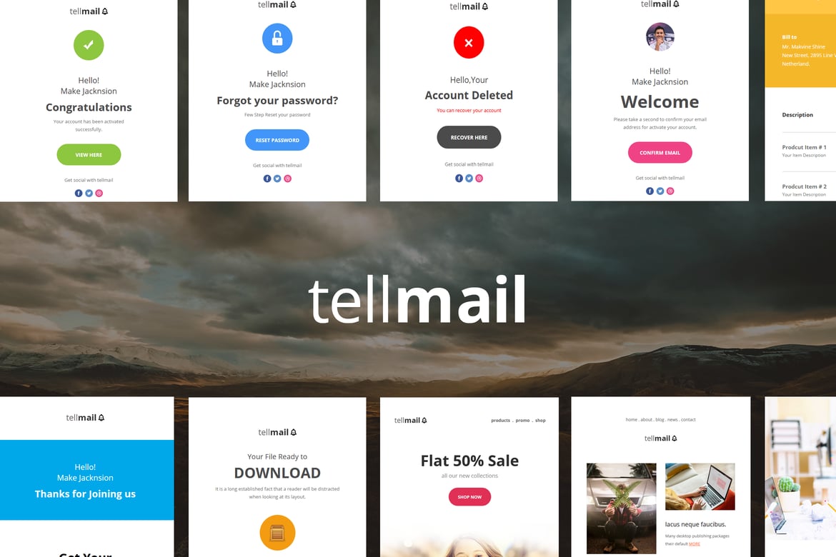 tellmail - Set 20 Template Email Responsif yang Unik