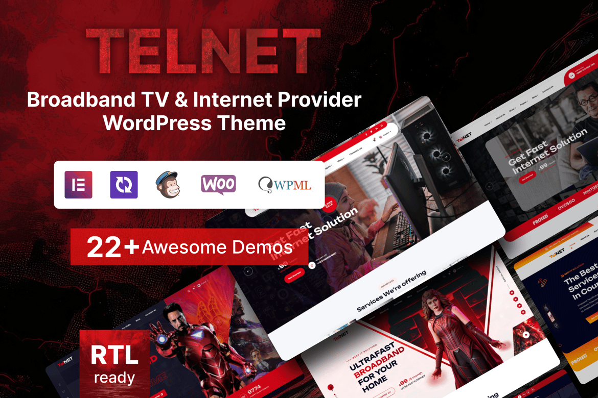 Tema WordPress Telnet - Solusi TV & Internet Broadband Modern