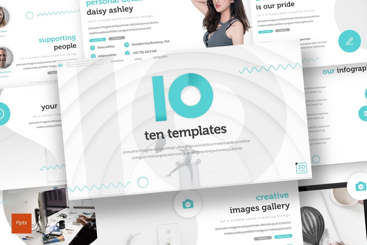 Template Presentasi PowerPoint Ten - Desain Minimalis dan Kreatif