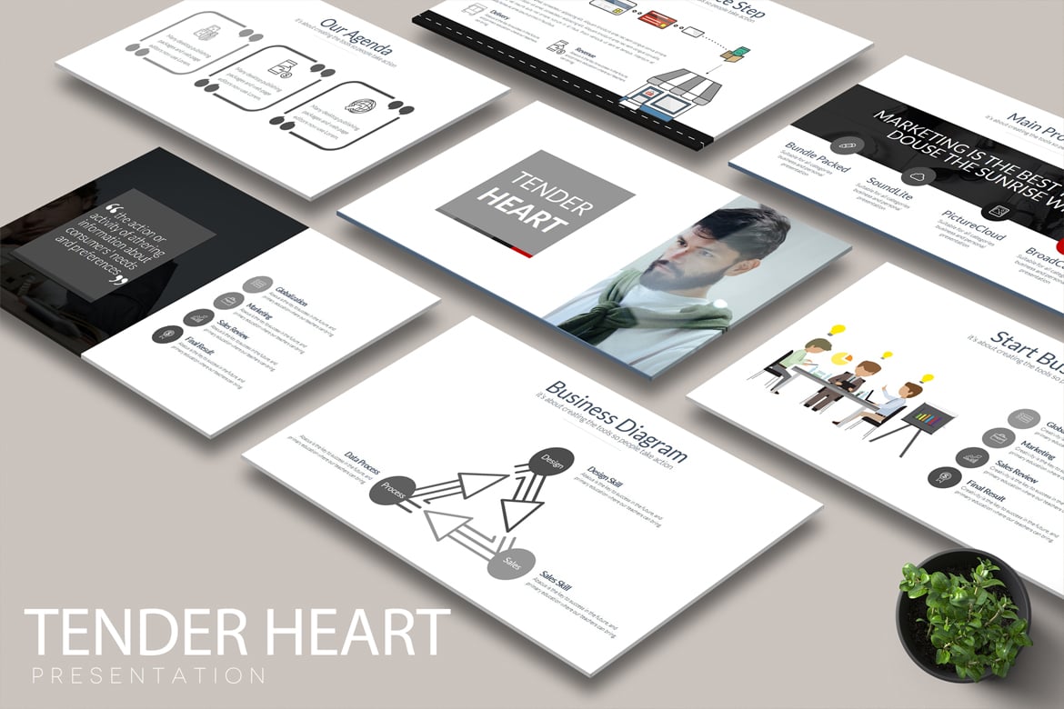 Template Powerpoint Tender Heart yang Kreatif dan Menarik