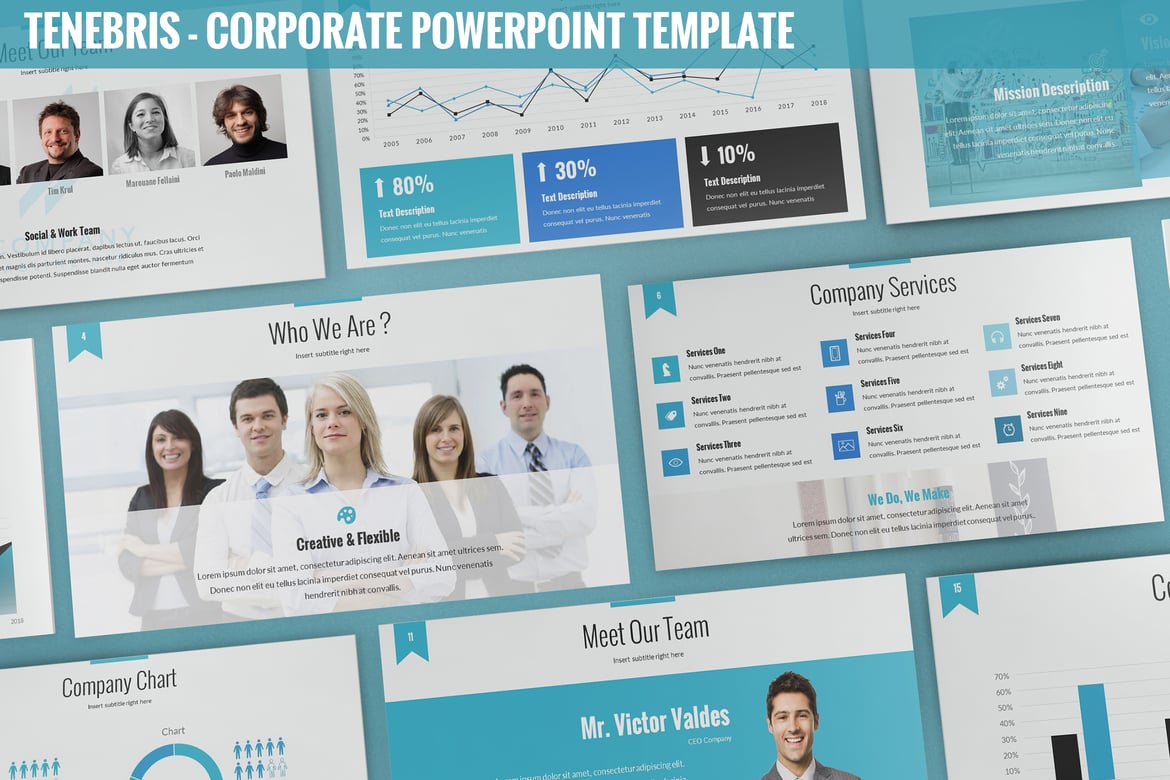 Template Powerpoint Korporat Tenebris yang Elegan dan Profesional