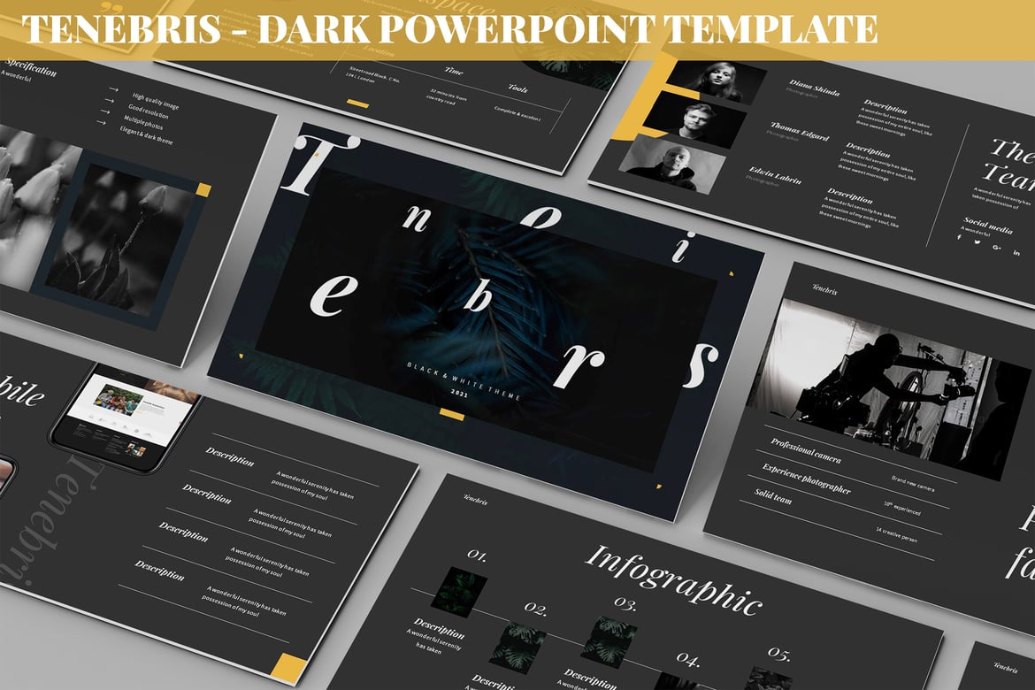 Tenebris - Template PowerPoint Elegan dan Gelap
