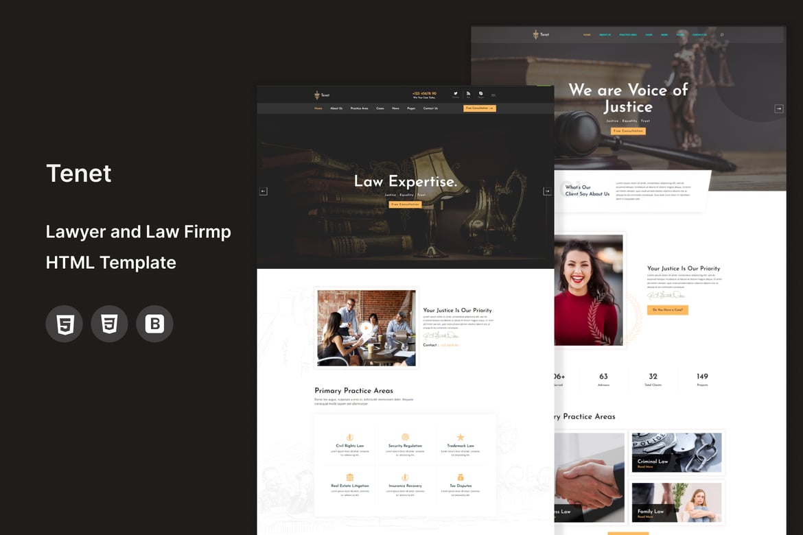 Tenet - Template Website untuk Pengacara dan Firma Hukum
