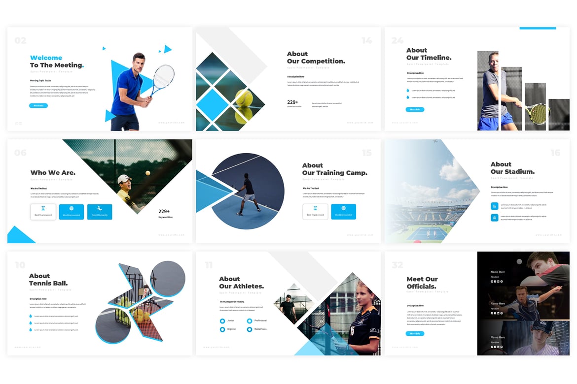 Template Presentasi PowerPoint Tennice yang Kreatif dan Minimalis