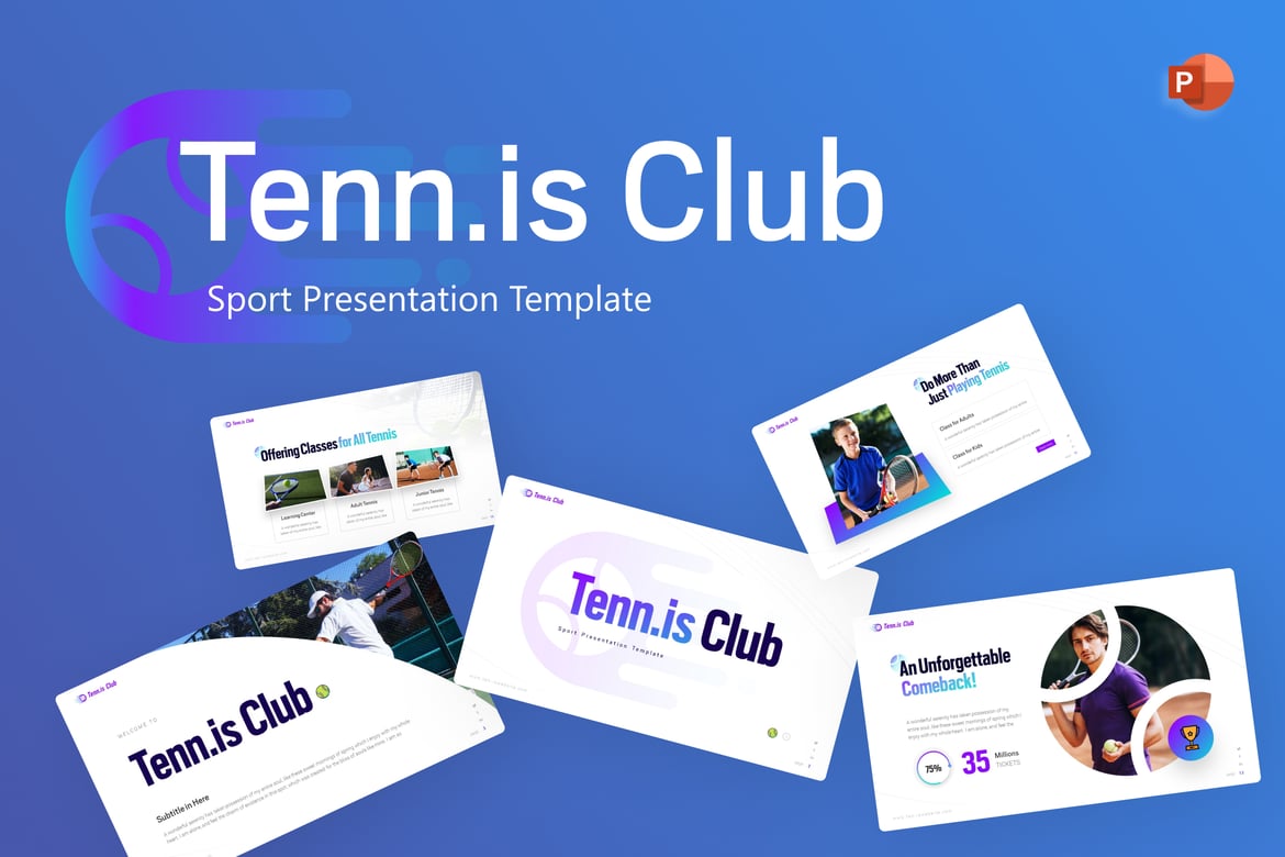 Template PowerPoint Club Sport Tenn.is yang Elegan dan Modern
