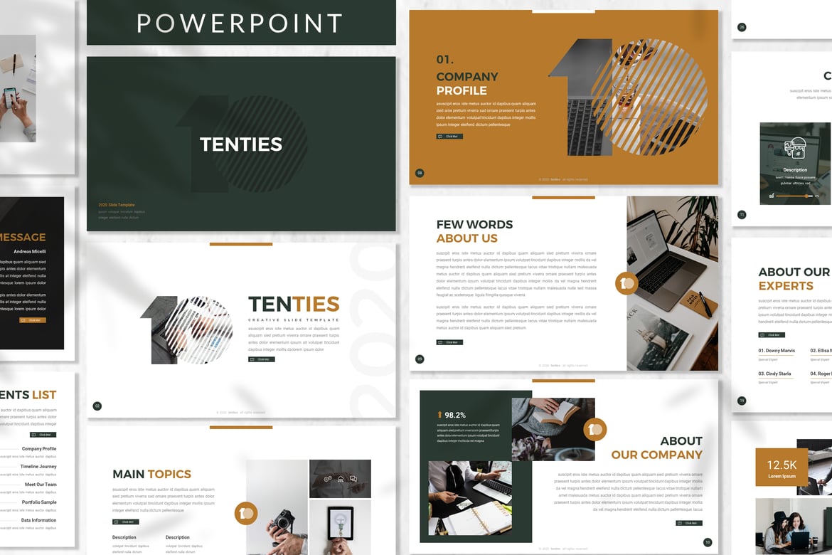 Tenties - Template Presentasi Powerpoint Kreatif untuk Startup