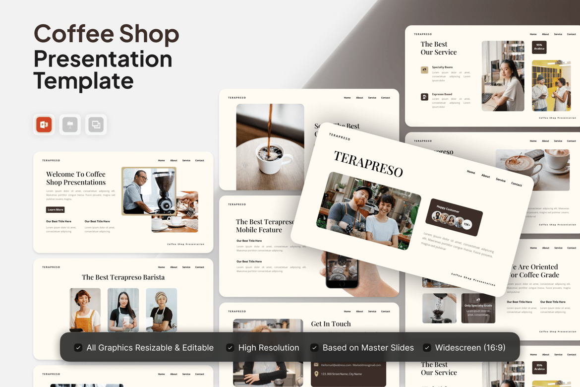 Terapreso - Template Presentasi PowerPoint untuk Kedai Kopi
