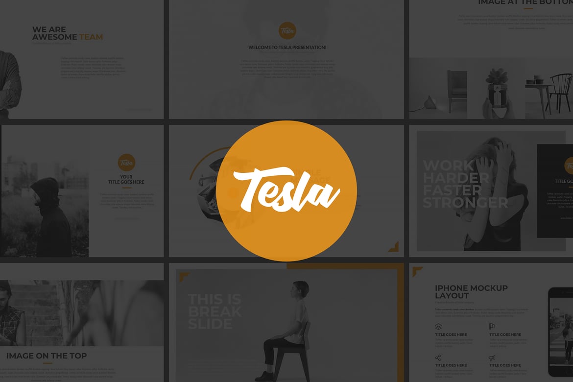 Template Powerpoint Tesla yang Kreatif dan Minimalis
