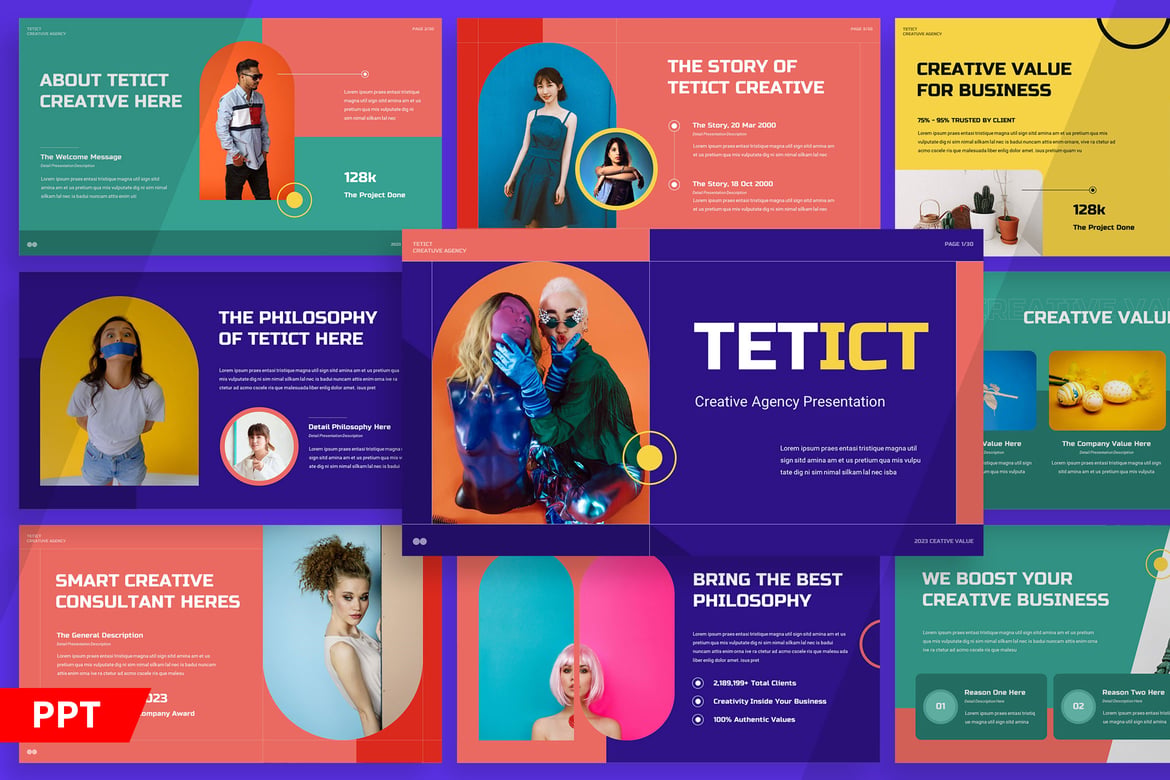 Tetict - Template Presentasi Powerpoint Kreatif dan Elegan
