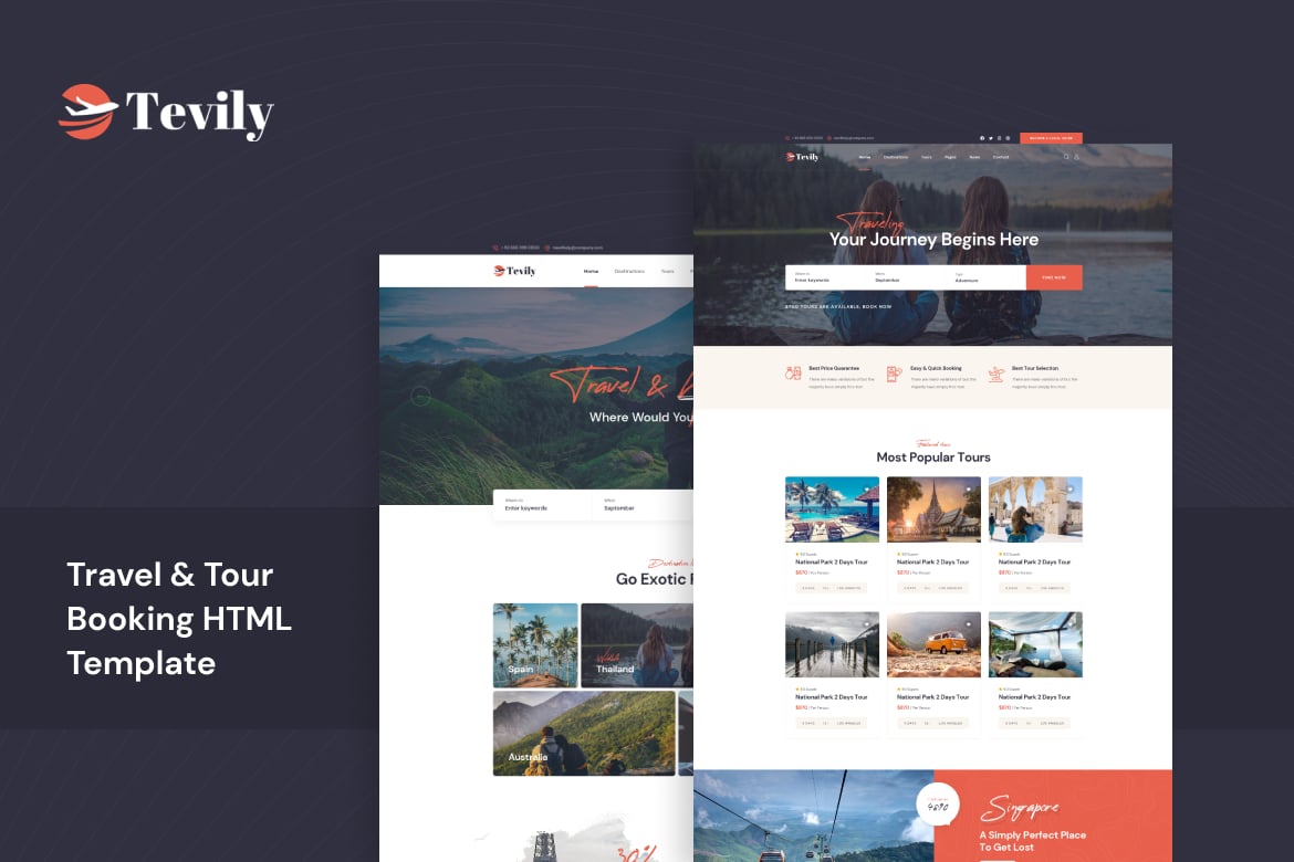 Tevily - Template Website Modern untuk Agensi Perjalanan dan Wisata