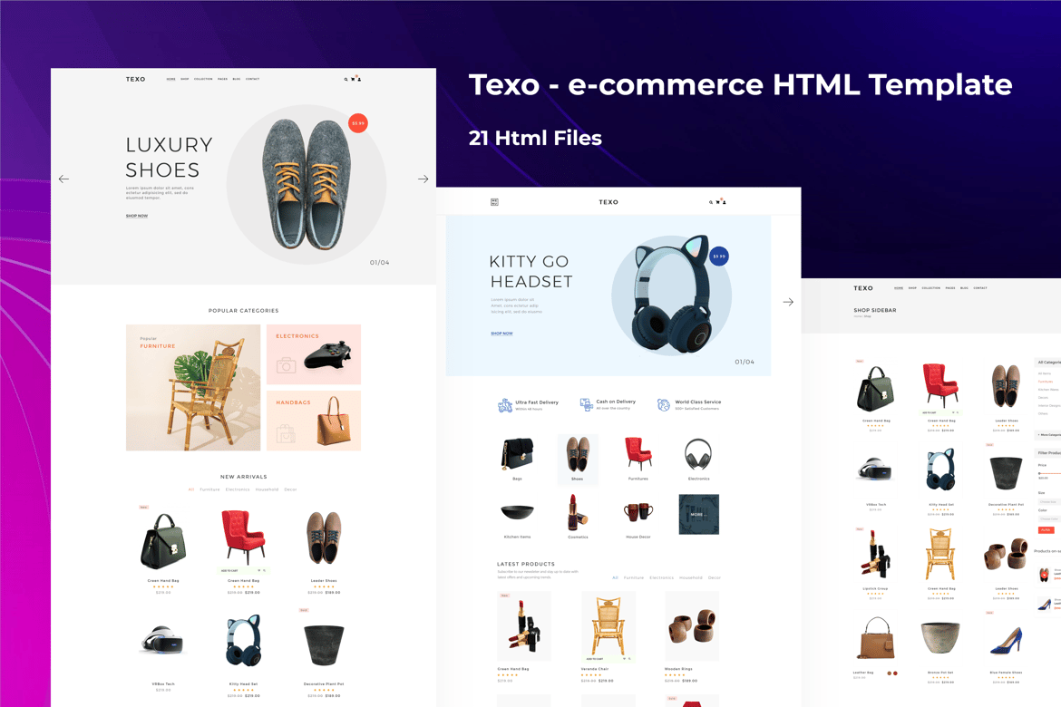 Texo - Template Website E-commerce Serbaguna yang Modern