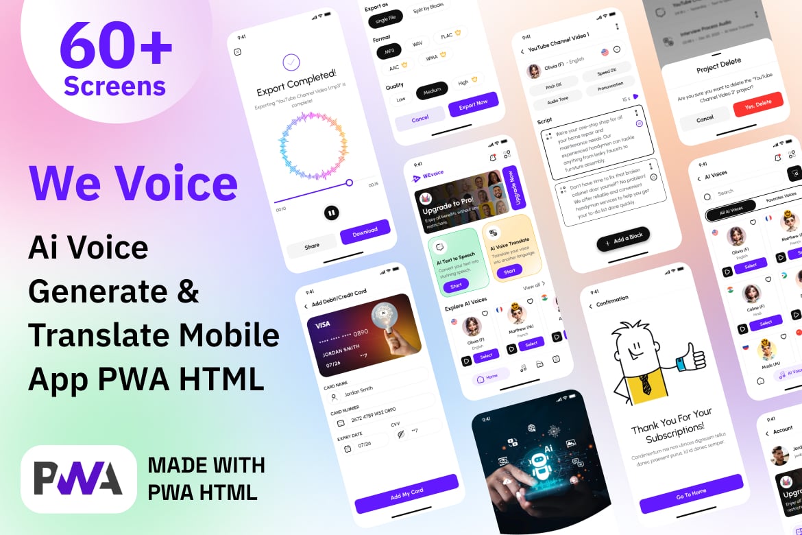 Template Website Mobile App Teks ke Suara - We Voice yang Inovatif