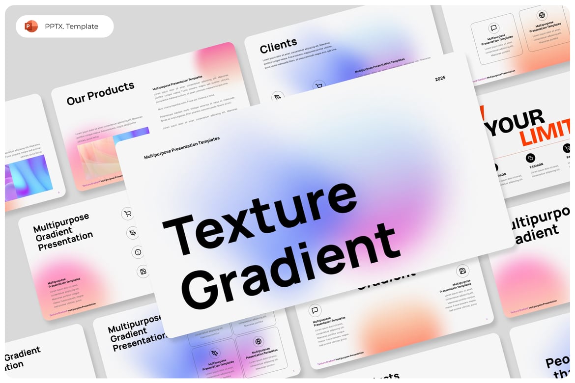 Template Presentasi PowerPoint Gradient dengan Tekstur Menawan