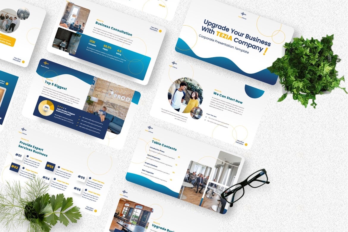 Tezia - Template Powerpoint Korporat yang Menarik