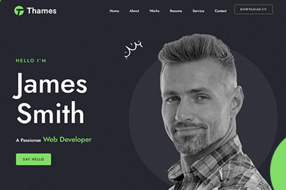 Thames - Template Website Portofolio Pribadi Satu Halaman untuk Profesional IT