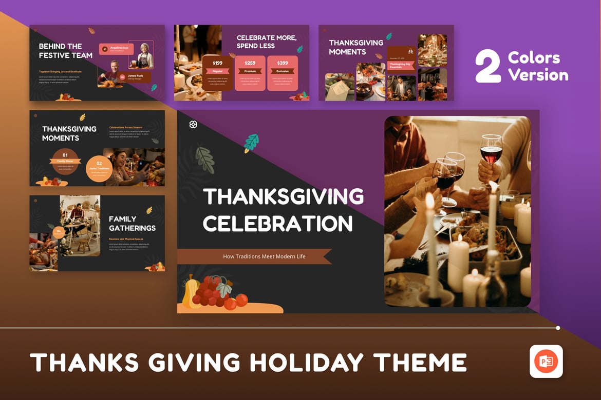 Template PowerPoint Tema Hari Raya Thanksgiving yang Modern dan Menarik