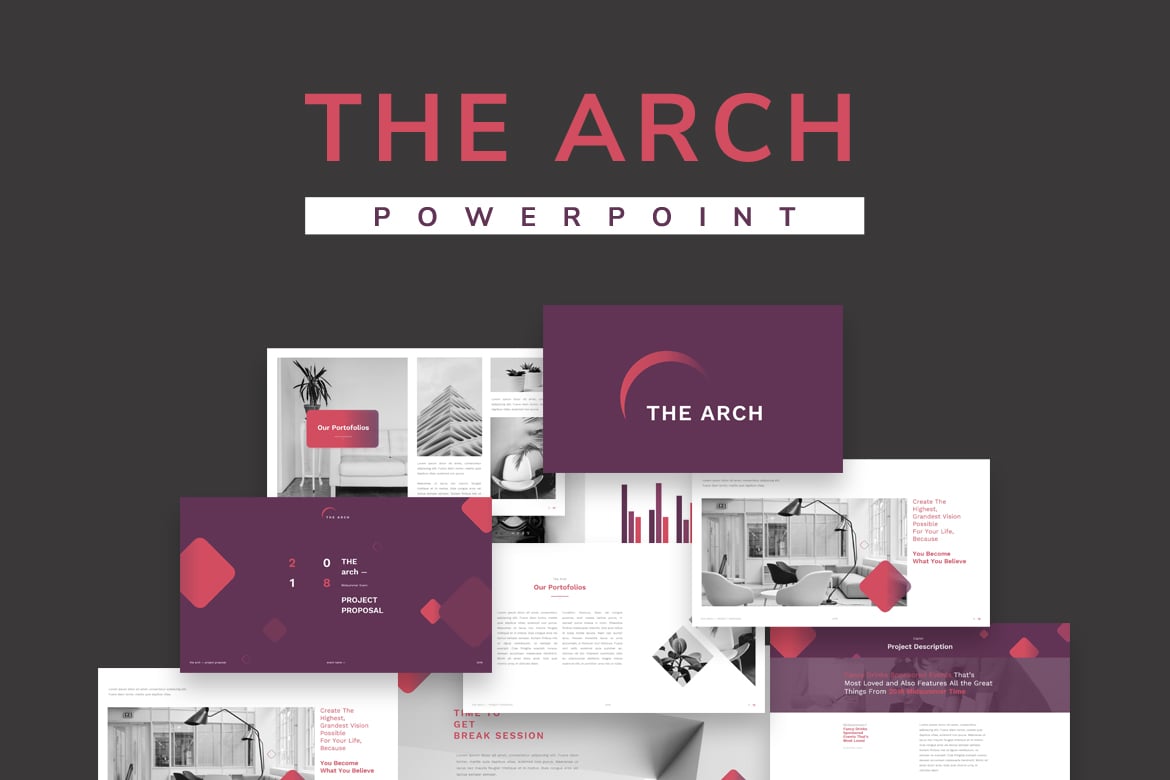 Template Presentasi PowerPoint Arch yang Minimalis dan Modern