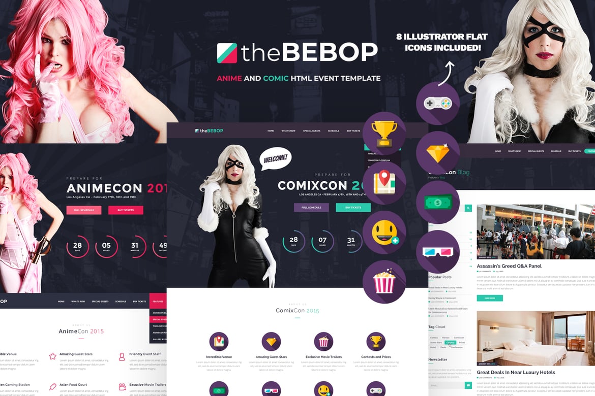 Template Website Bebop untuk Acara Anime dan Komik