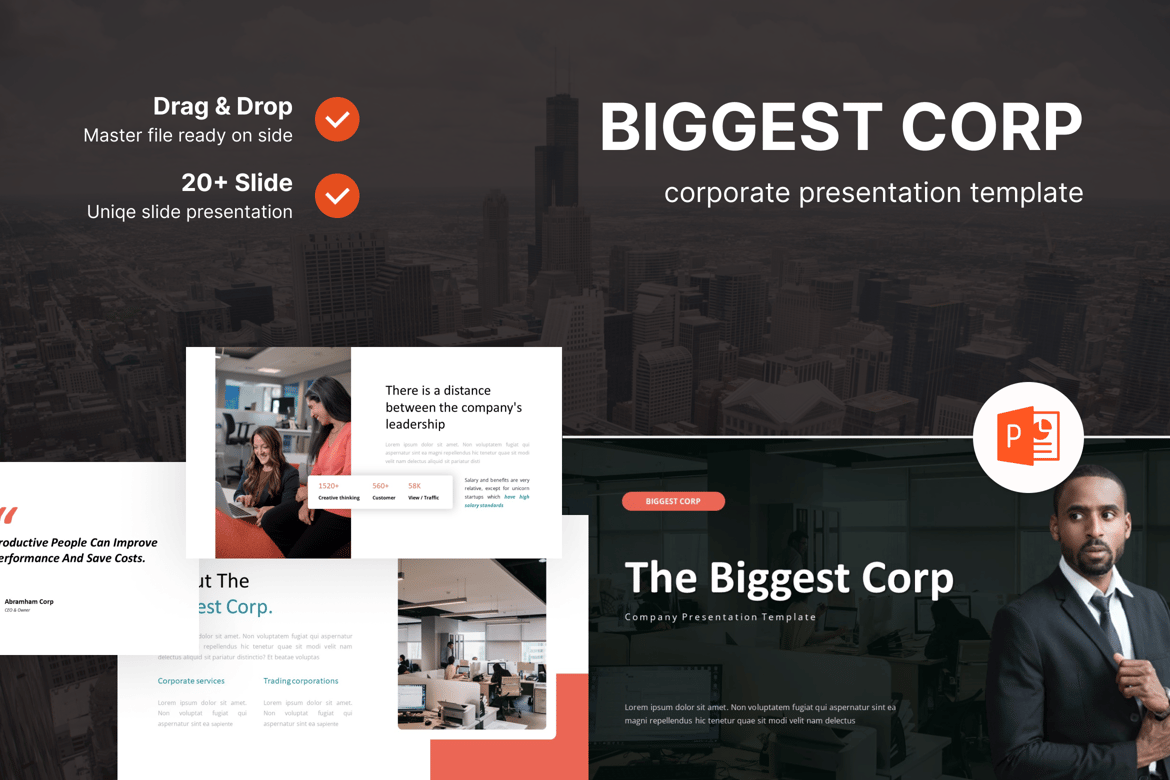 Template Powerpoint Terbaik – The Biggest Corp untuk Presentasi Korporat Anda