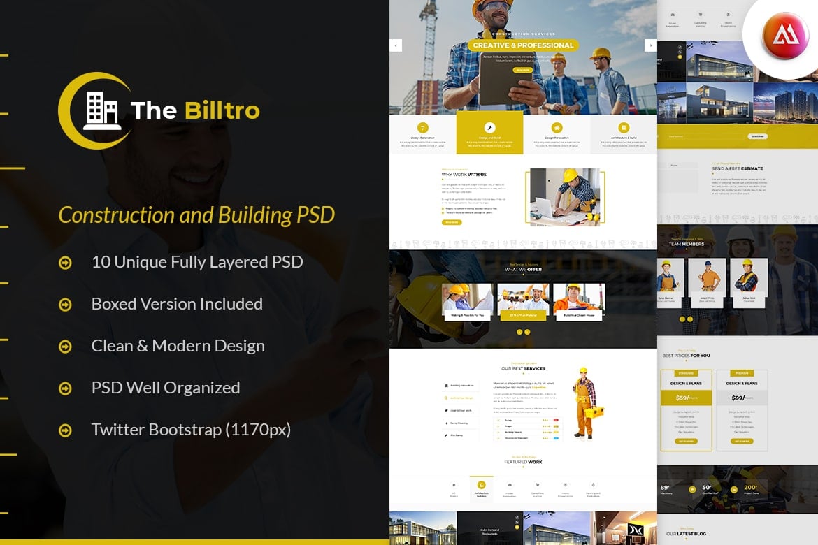 Billtro - Template Website Konstruksi Modern dan Responsif